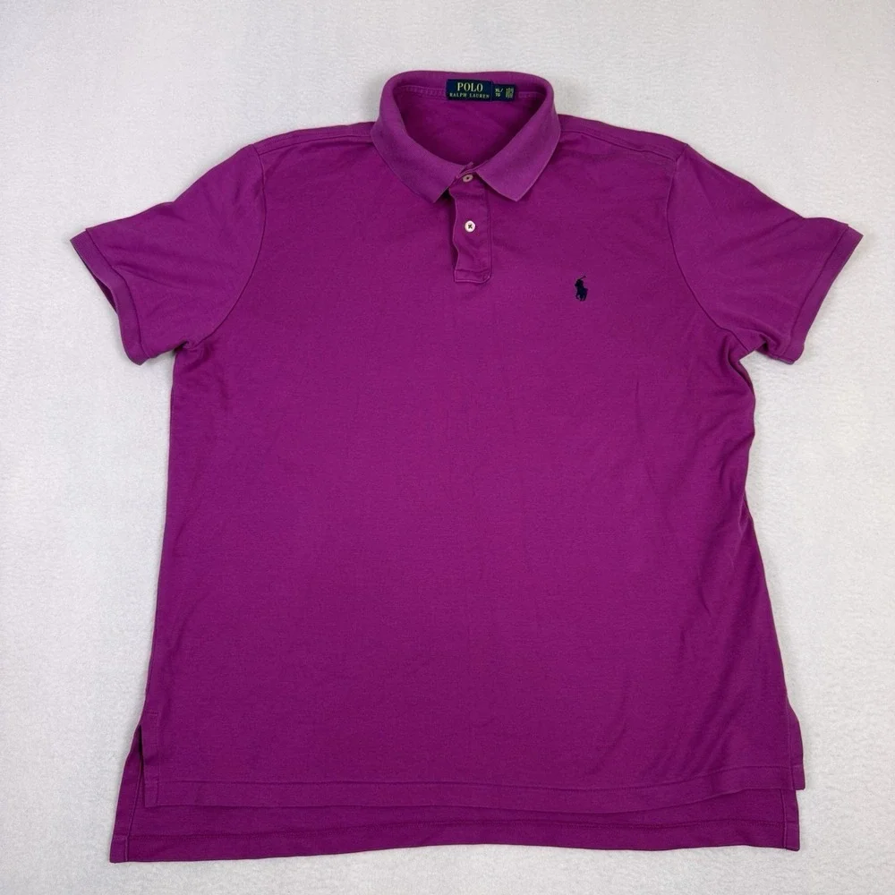 Polo Ralph Lauren Men's XL Magenta Purple Mesh Short Sleeve Polo Shirt‎